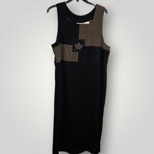 Vintage Faux Suede Patchwork Long Maxi Dress Size 14